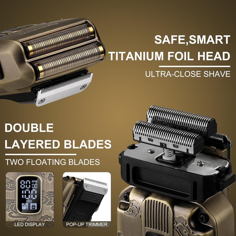 Scttomon Men's Foil Shavers & T-blade Trimmer Set - Electric Razor for Beard, Mustache, Head & Body - Cordless, Waterproof - Image 4